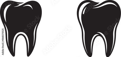 Dental medical icon of two teeth for health and hygiene