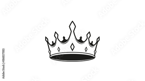 Simple black and white illustration of a regal crown symbolizing royalty and authority