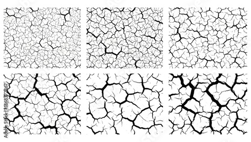 Close-up of Cracked Dry Earth Surface Showing Different Patterns and Textures