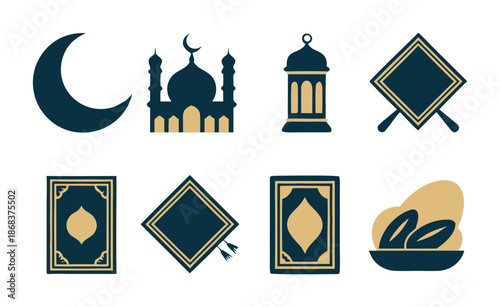 Flat Islamic and Ramadan Religious Symbols Collection