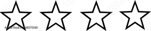 Outline star rating icons row for review and feedback system, minimal UI evaluation symbols isolated on white background