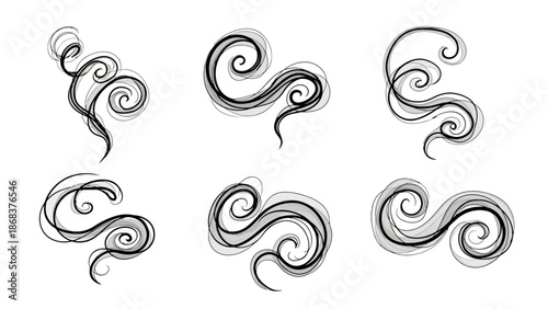 Elegant Black and White Swirling Smoke Patterns for Artistic Designs