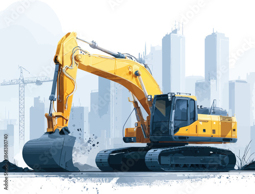 Excavator Digging for Construction Project