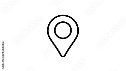 Simple black map pin icon on white background.