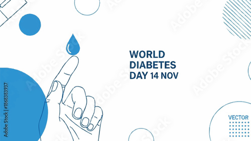 World Diabetes Day 14 Nov finger blood drop test.