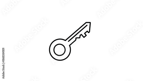 Simple black and white key icon illustration.