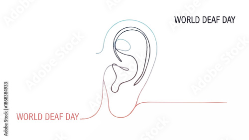 World Deaf Day awareness illustration with ear symbol.