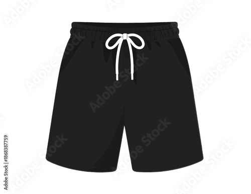 Black Athletic Shorts With White Drawstring