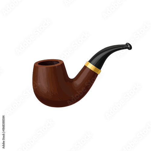 Classic wooden tobacco pipe with curved stem