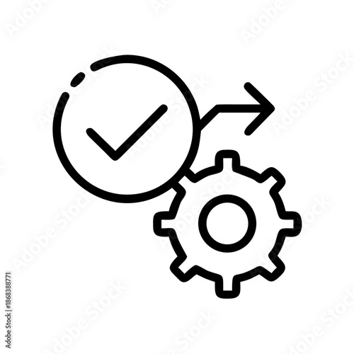 Service completed line icon, black outline finished service and success symbol