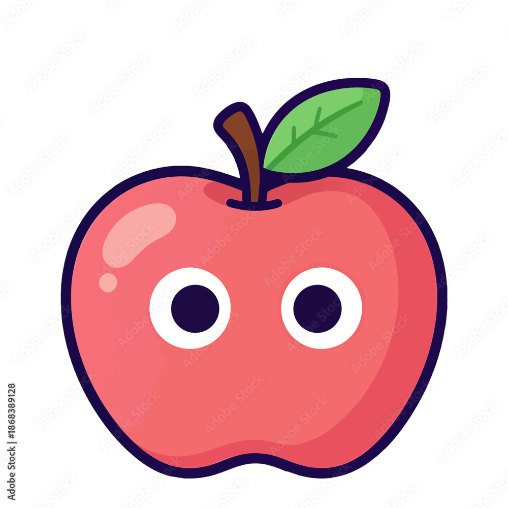 custom made wallpaper toronto digitalCute cartoon apple with eyes and leaf