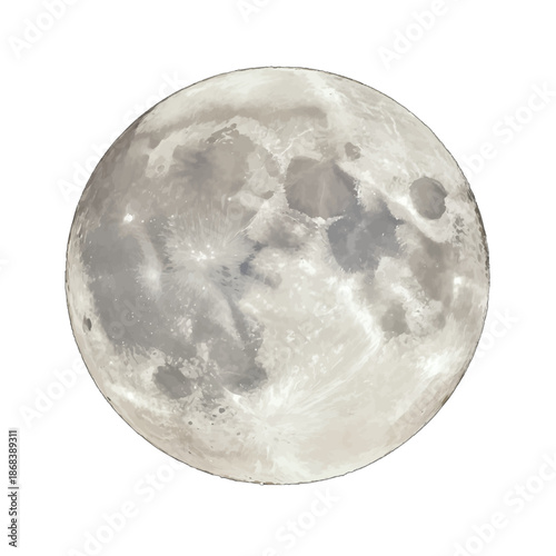 Detailed Texture of a Full Moon with Visible Craters