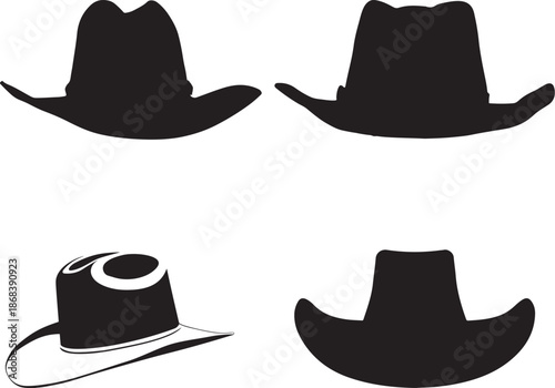 Hat Silhouette Vector Set Fashion Headwear Icons Minimal Clothing Accessories