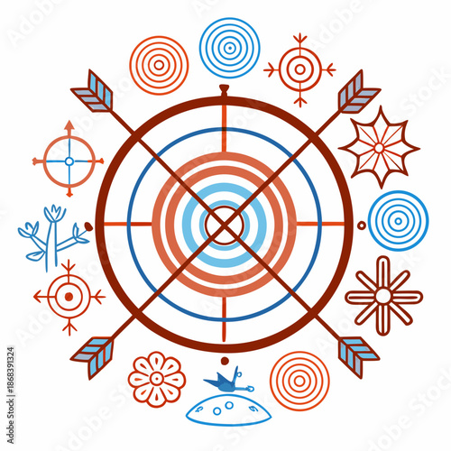 Vibrant target with symbolic elements