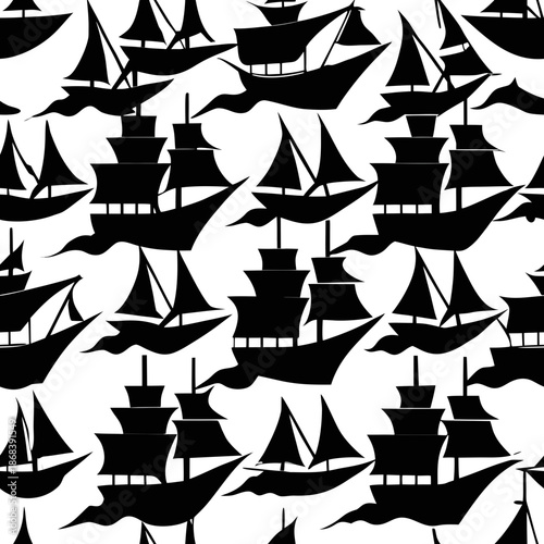 Pattern of pirate ships