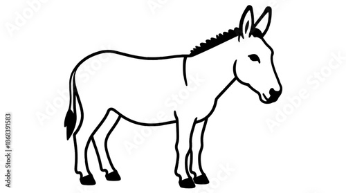 Minimalist outline of a standing donkey.