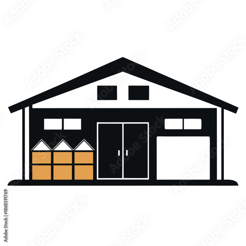 Storage facility with organized boxes