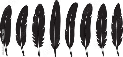 set of bird feather silhouette icon design vector illustration