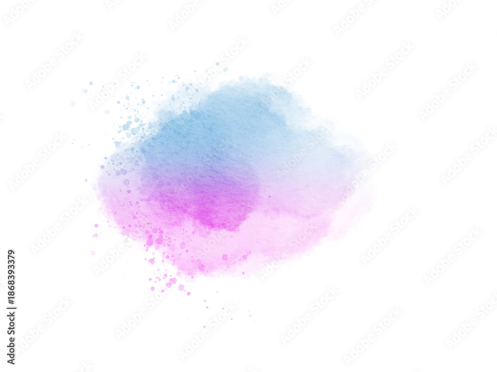 Obraz premium Blush blue purple watercolor stains Paint stroke hand drawn for illustration design, invitation and birthday .Abstract watercolor background.