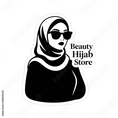 Stylish woman wearing sunglasses and hijab holding a sign