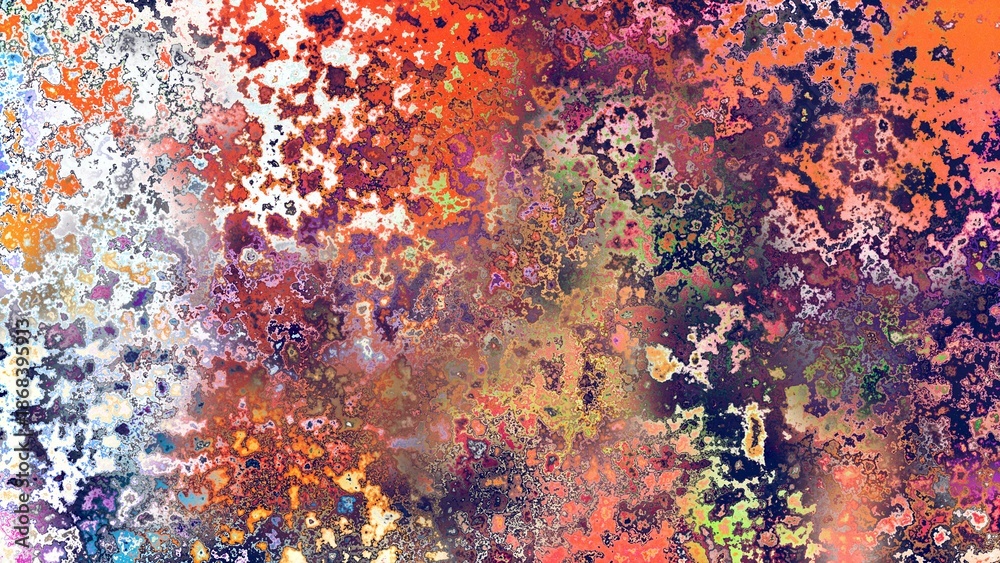 Fototapeta premium Abstract rust-like organic texture with vibrant marbled colors, corroded metal surface effect and expressive chaotic pattern