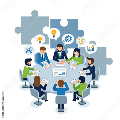 Wallpaper Mural Business people meeting around a table with ideas and data. Torontodigital.ca