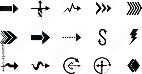 Set of directional and movement arrows