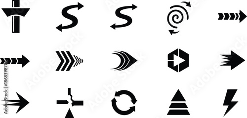 Modern directional arrows and symbols set