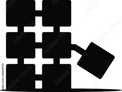 Black Icon of a Falling Block from a Grid Structure connection