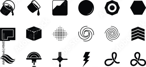 Minimalist shape and technology icons set