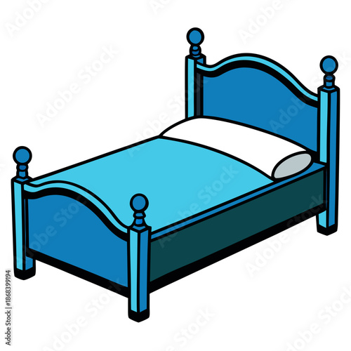 Blue bed with pillow