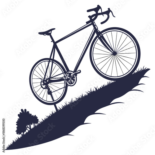 Bicycle leaning on grass