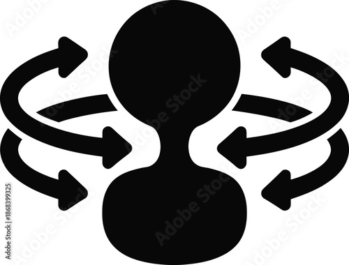 Silhouette of a Person Surrounded by Arrows Indicating Interaction or Influence human figure