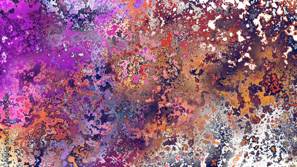 Fototapeta premium Abstract rust-like organic texture with vibrant marbled colors, corroded metal surface effect and expressive chaotic pattern