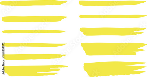 Set of colorful crayon brush strokes. Hand-drawn chalk underline and highlight elements for emphasis. Rough kid's scribble texture for design accent.