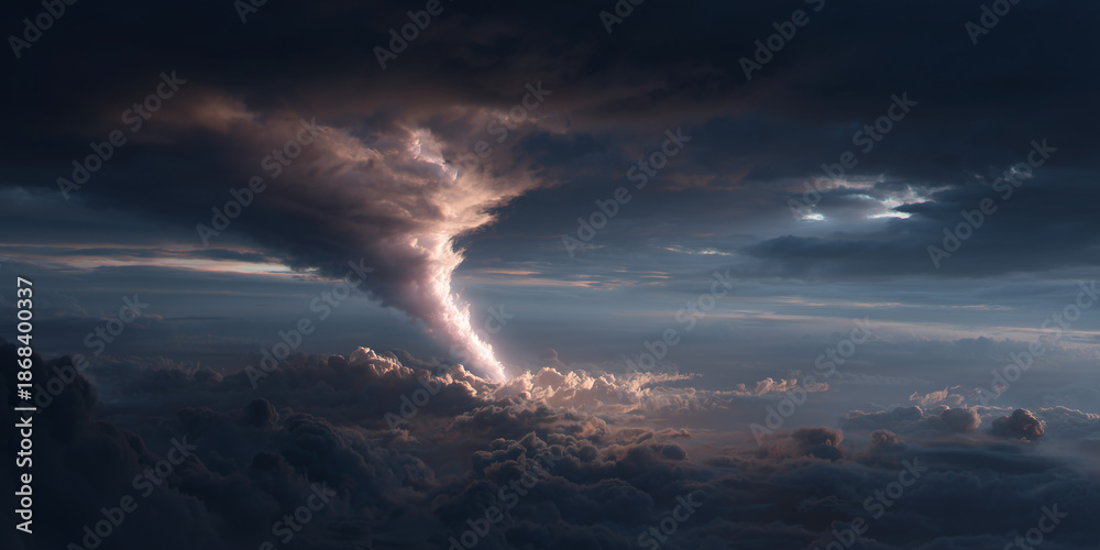 Fototapeta premium Dramatic lightning strikes amidst a stormy sky, creating an awe-inspiring scene