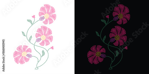 Flower Rhinestone Design, Transfer Rhinestone Template