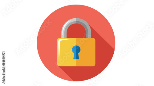 Flat design secure padlock icon isolated on transparent background, Vector