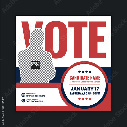 Political Election Campaign Social Media Post  and Square Web Banner Template