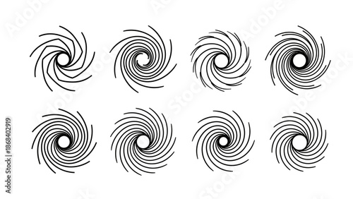 Abstract swirls graphic spiral patterns on white background for design