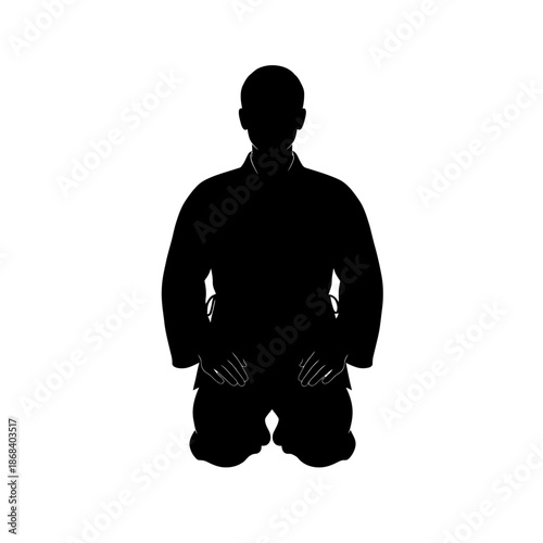 Silhouette of a Person Kneeling in a Gi.