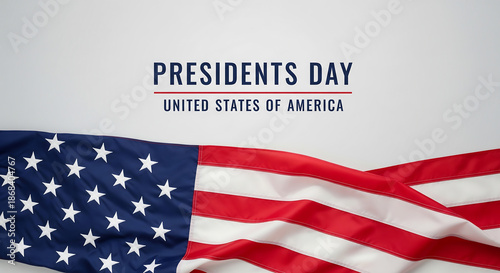 Presidents Day Concept: American Flag & Patriotic Celebration. Perfect for greetings, banners, and national holiday marketing campaigns.