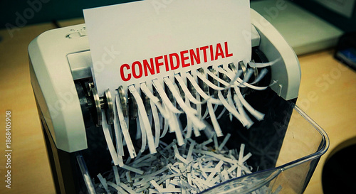 Foto Paper Shredder Machine Destroying Confidential Document File
