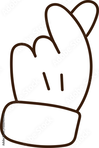 Glove Crossing Fingers Line Art