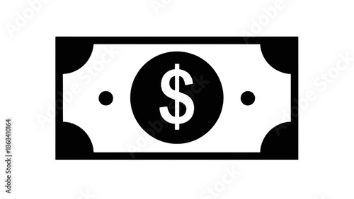 Minimalist dollar bill icon isolated on transparent background, Vector