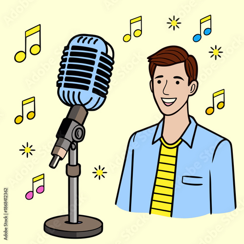 Man singing into microphone