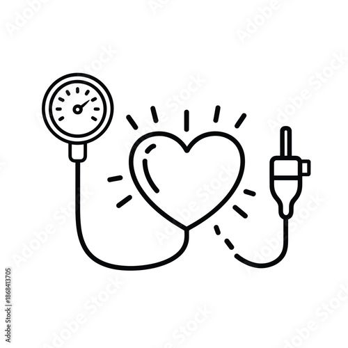 Heart health monitoring with blood pressure gauge and ecg