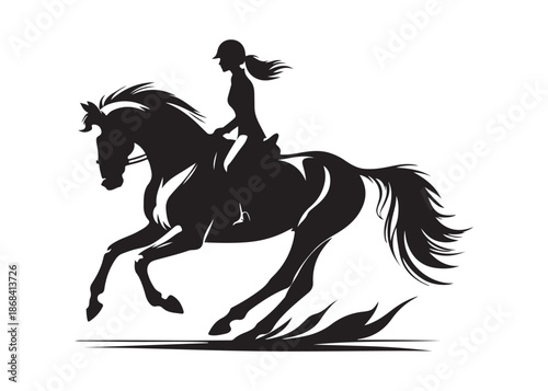 equestrian logo silhouette vector, horse equestrian logo design illustration, jumping horse racing logo vector silhouette, jumping horseman logo vector silhouette on white background