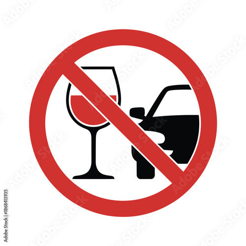 No drinking and driving sign prohibition symbol