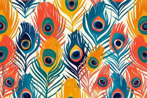 Colorful peacock feather pattern design
